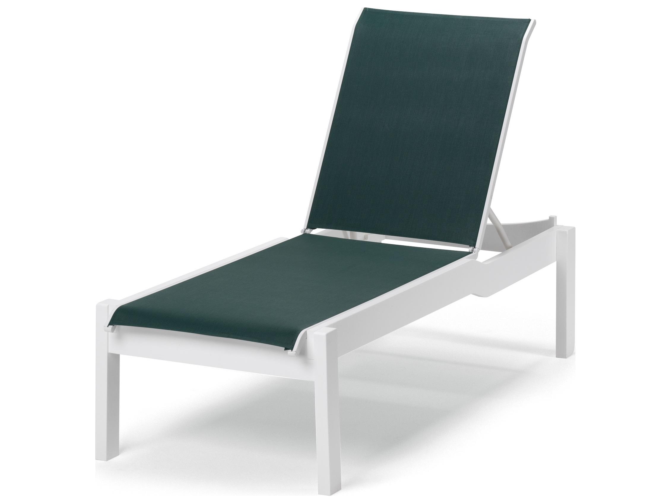 Telescope Casual Leeward Marine Grade Polymer Sling Stackable Long Frame Outdoor Chaise Lounge with Wheels