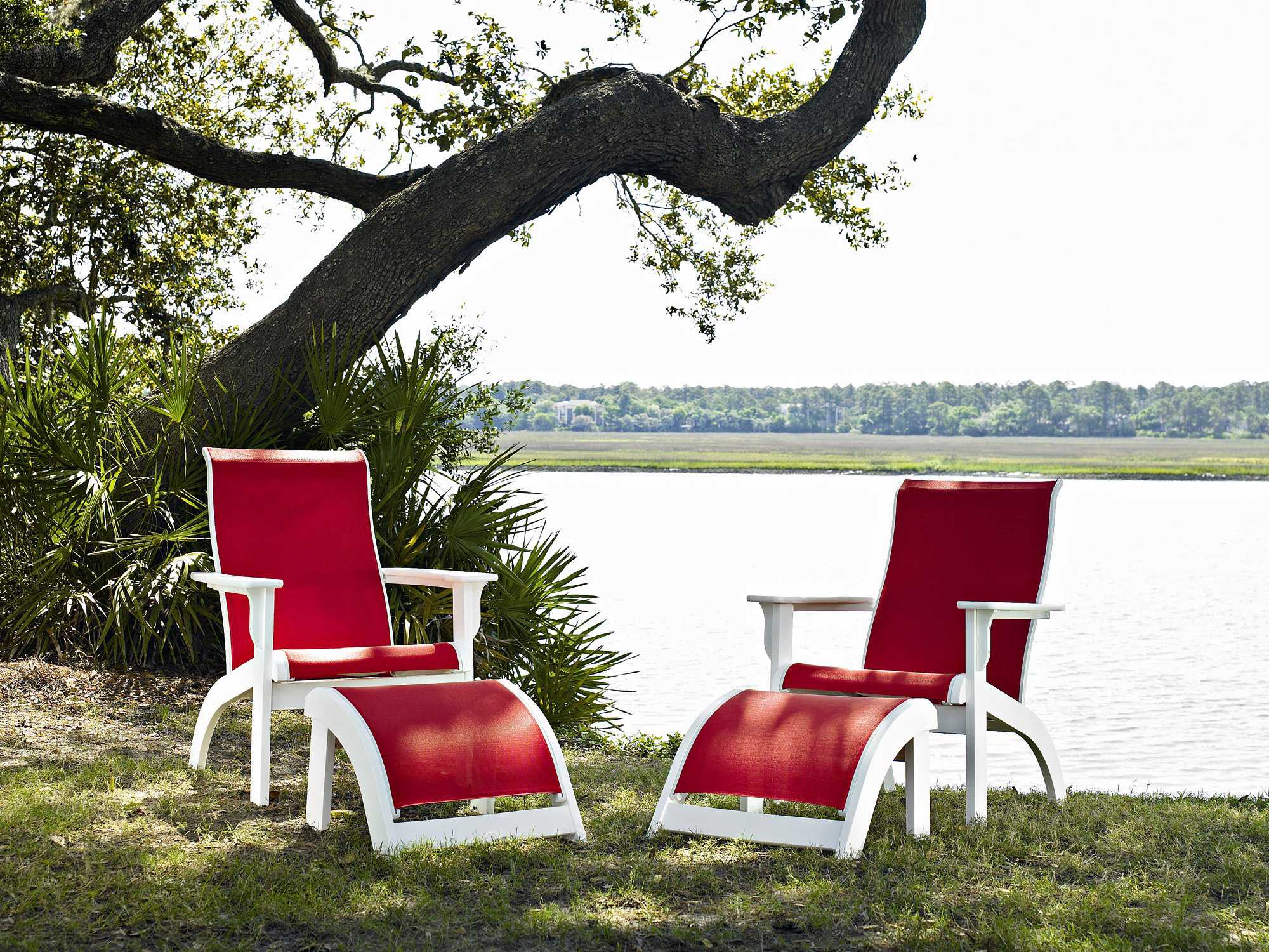 Telescope Casual Adirondack Marine Grade Polymer Sling Outdoor Patio Lounge Set