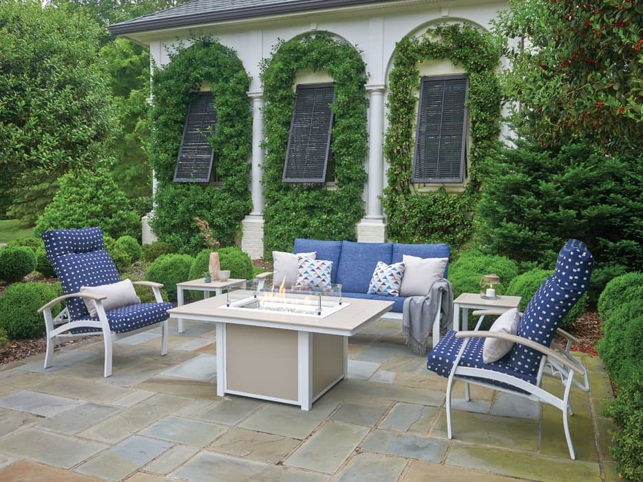 Telescope Casual Belle Isle Cushion Aluminum Firepit Lounge Set