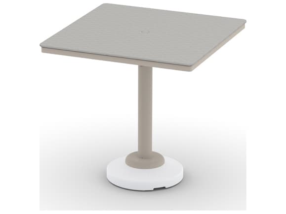 Telescope Casual Origins Marine Grade Polymer Aluminum Square Outdoor Patio Bar Height Table with Umbrella Hole