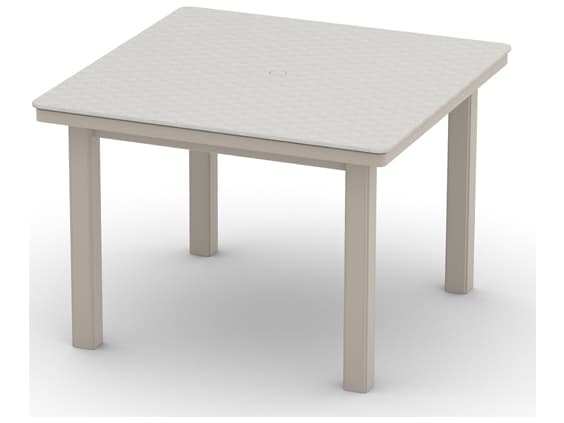 Telescope Casual Origins Marine Grade Polymer Square Outdoor Dining Table with Umbrella Hole