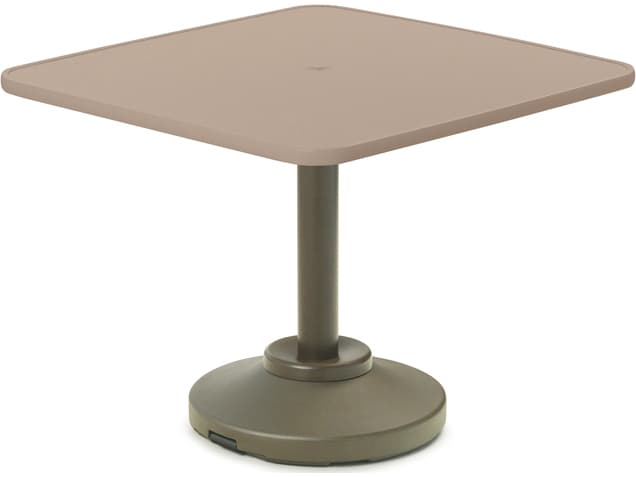Telescope Casual Value Hammered MGP Square Patio Dining Table with Umbrella Hole