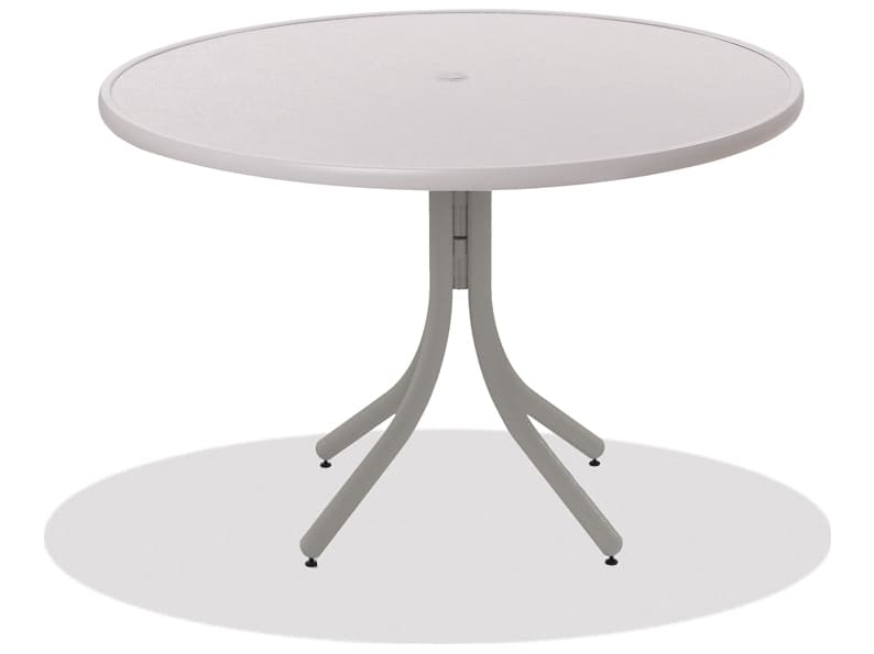 Telescope Casual Value Hammered MGP Round Outdoor Dining Table with Umbrella Hole