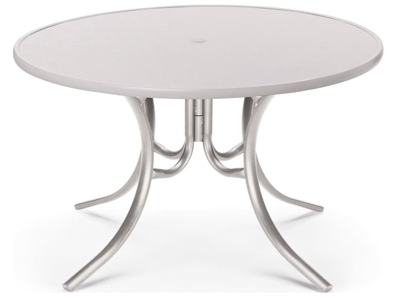 Telescope Casual Value Hammered MGP Round Outdoor Patio Dining Table with Umbrella Hole
