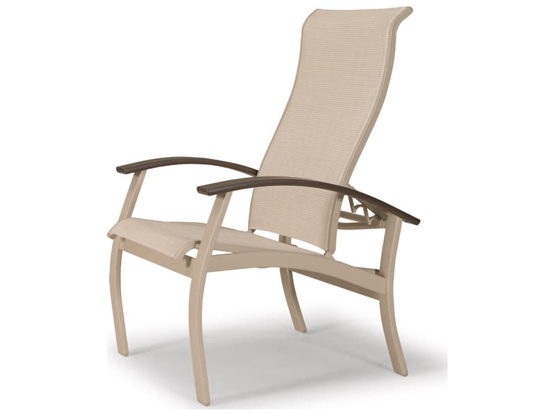 Telescope Casual Belle Isle Sling Aluminum Multi-Position Outdoor Dining Arm Chair with MGP