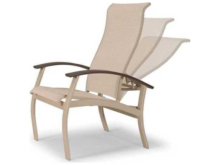 Telescope Casual Belle Isle Sling Aluminum Multi-Position Outdoor Dining Arm Chair with MGP