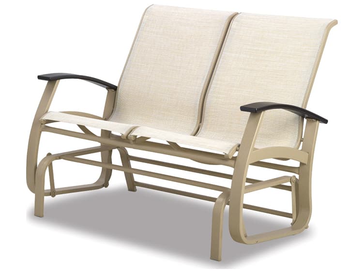 Telescope Casual Belle Isle Sling Aluminum Glider Outdoor Patio Loveseat with MGP Arms