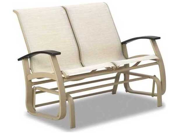 Telescope Casual Belle Isle Sling Aluminum Glider Outdoor Patio Loveseat with MGP Arms
