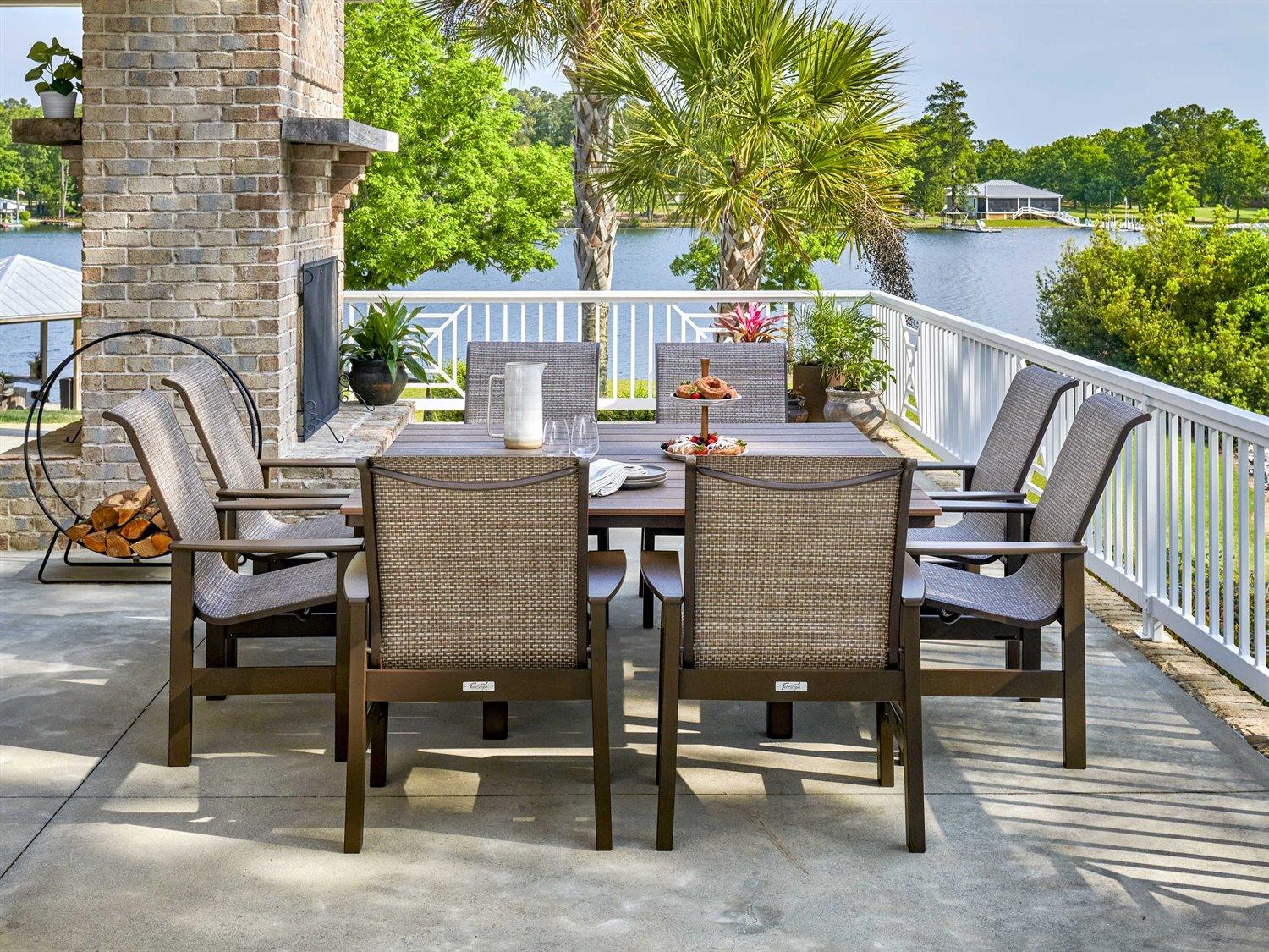 Telescope Casual Leeward Marine Grade Polymer Sling Outdoor Patio Dining Set
