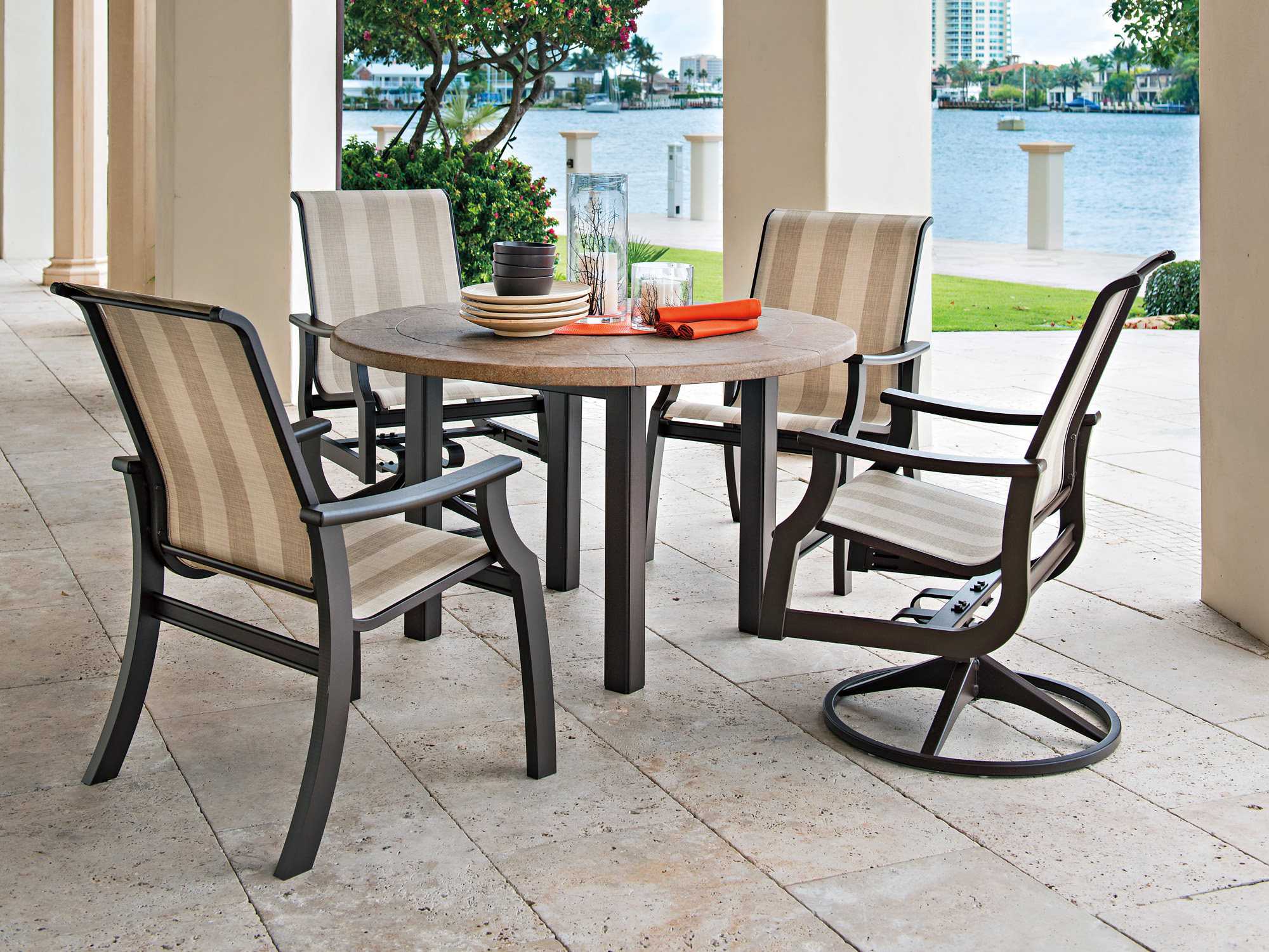 Telescope Casual St. Catherine Marine Grade Polymer Sling Outdoor Dining Set