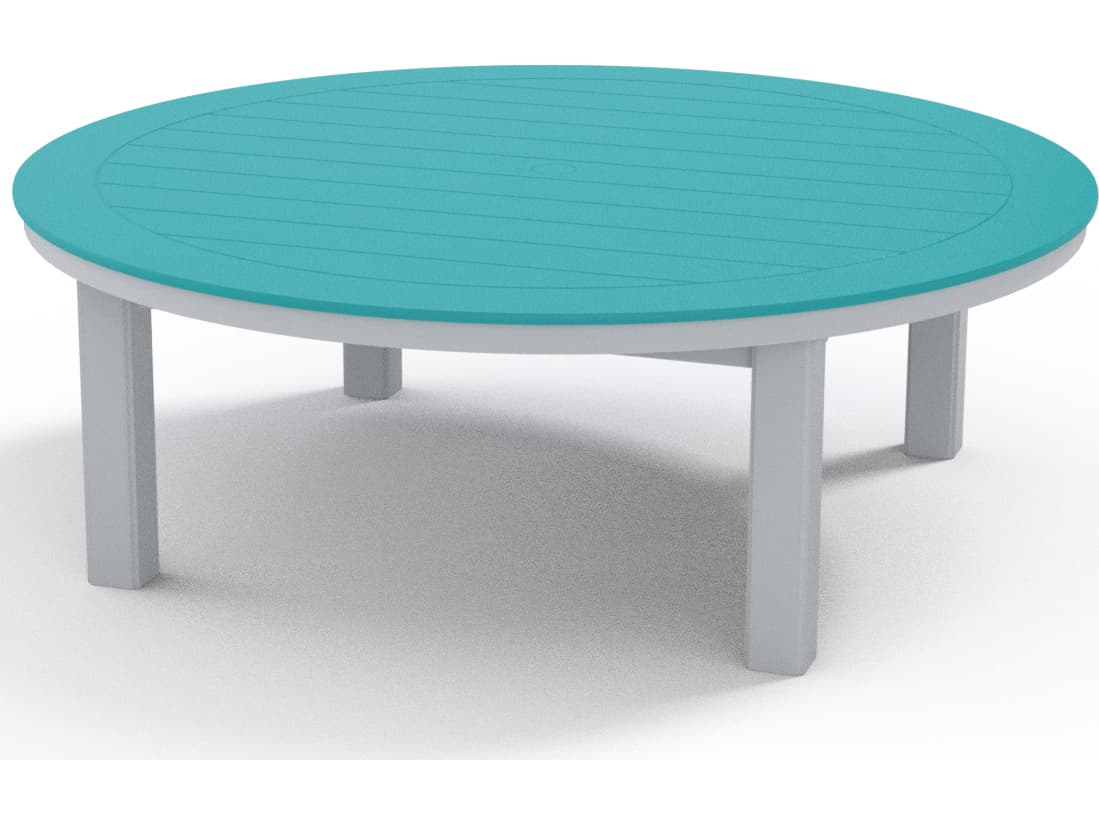 Telescope Casual Marine Grade Polymer Round Coffee Height Table with Umbrella Hole