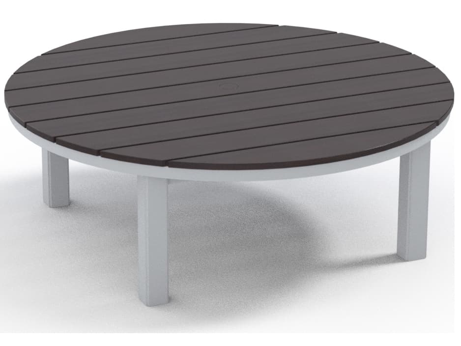 Telescope Casual Marine Grade Polymer Round Coffee Height Table with Umbrella Hole