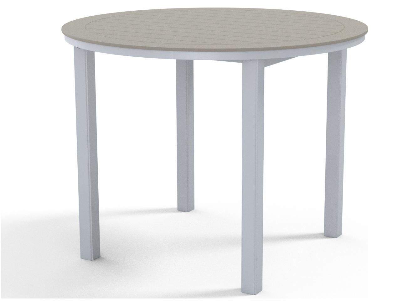 Telescope Casual Marine Grade Polymer Round Patio Bar Height Table with Umbrella Hole