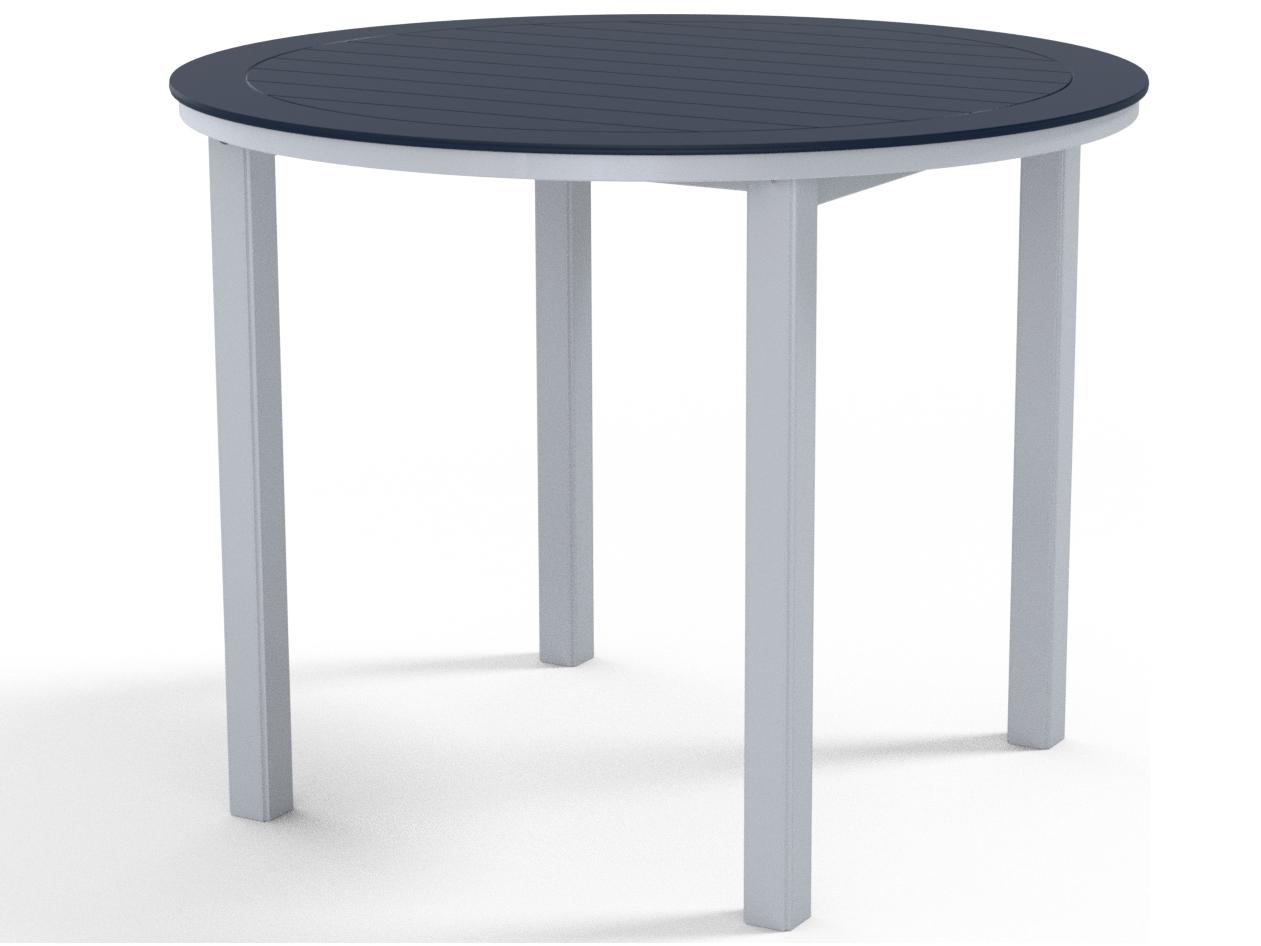 Telescope Casual Marine Grade Polymer Round Patio Bar Height Table with Umbrella Hole