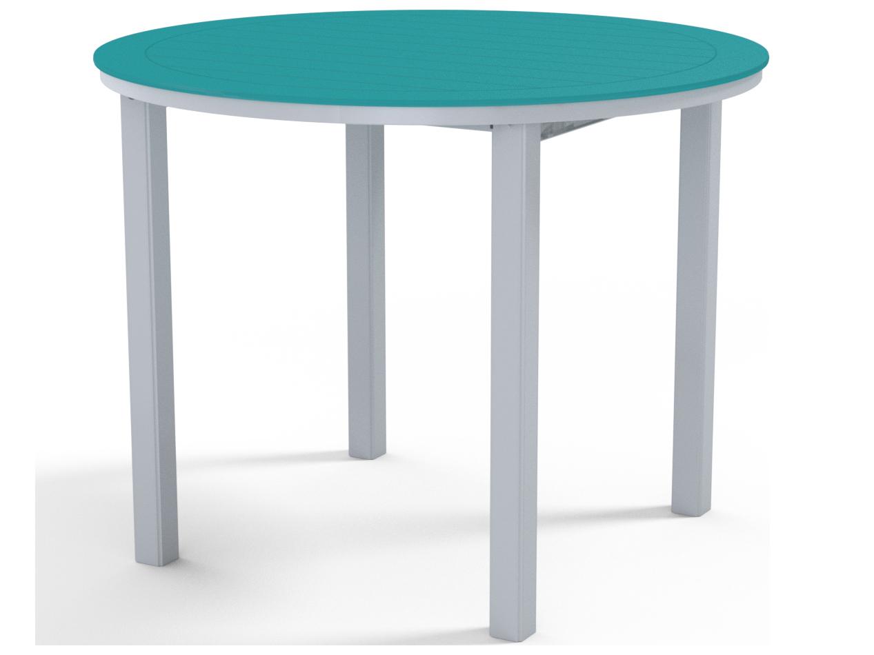 Telescope Casual Marine Grade Polymer Round Patio Bar Height Table with Umbrella Hole
