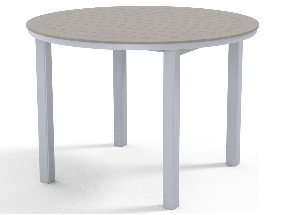 Telescope Casual Marine Grade Polymer Round Patio Counter Height Table with Umbrella Hole