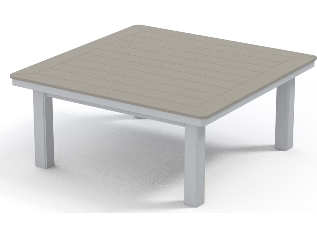 Telescope Casual Marine Grade Polymer Square Coffee Height Table with Umbrella Hole