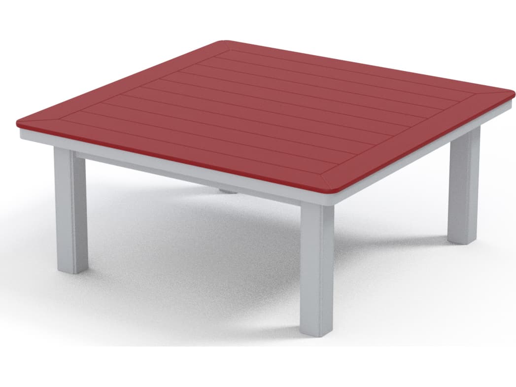 Telescope Casual Marine Grade Polymer Square Coffee Height Table with Umbrella Hole