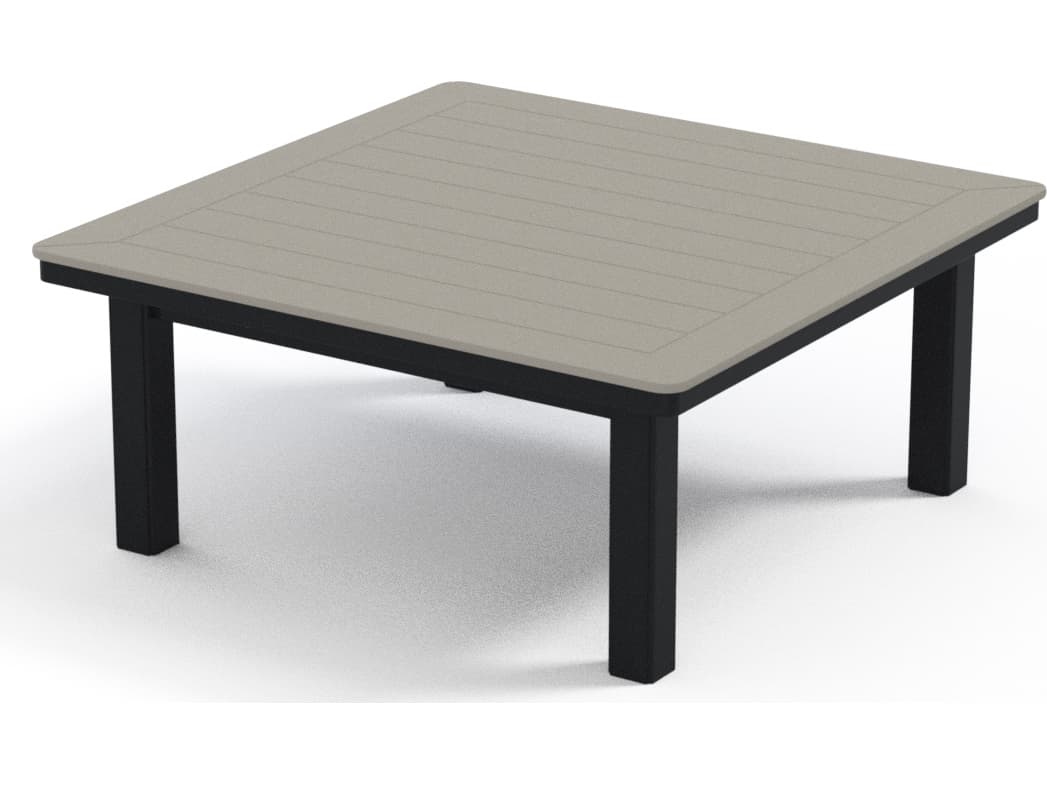 Telescope Casual Marine Grade Polymer Square Coffee Height Table with Umbrella Hole