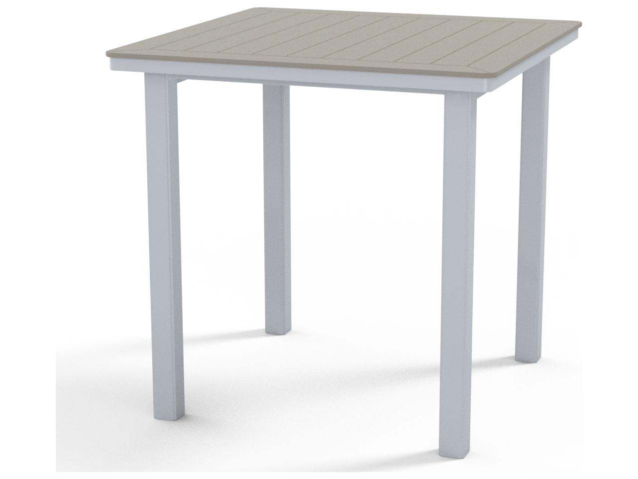 Telescope Casual Marine Grade Polymer Square Outdoor Bar Height Table with Umbrella Hole