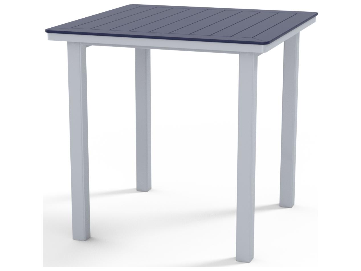 Telescope Casual Marine Grade Polymer Square Outdoor Bar Height Table with Umbrella Hole