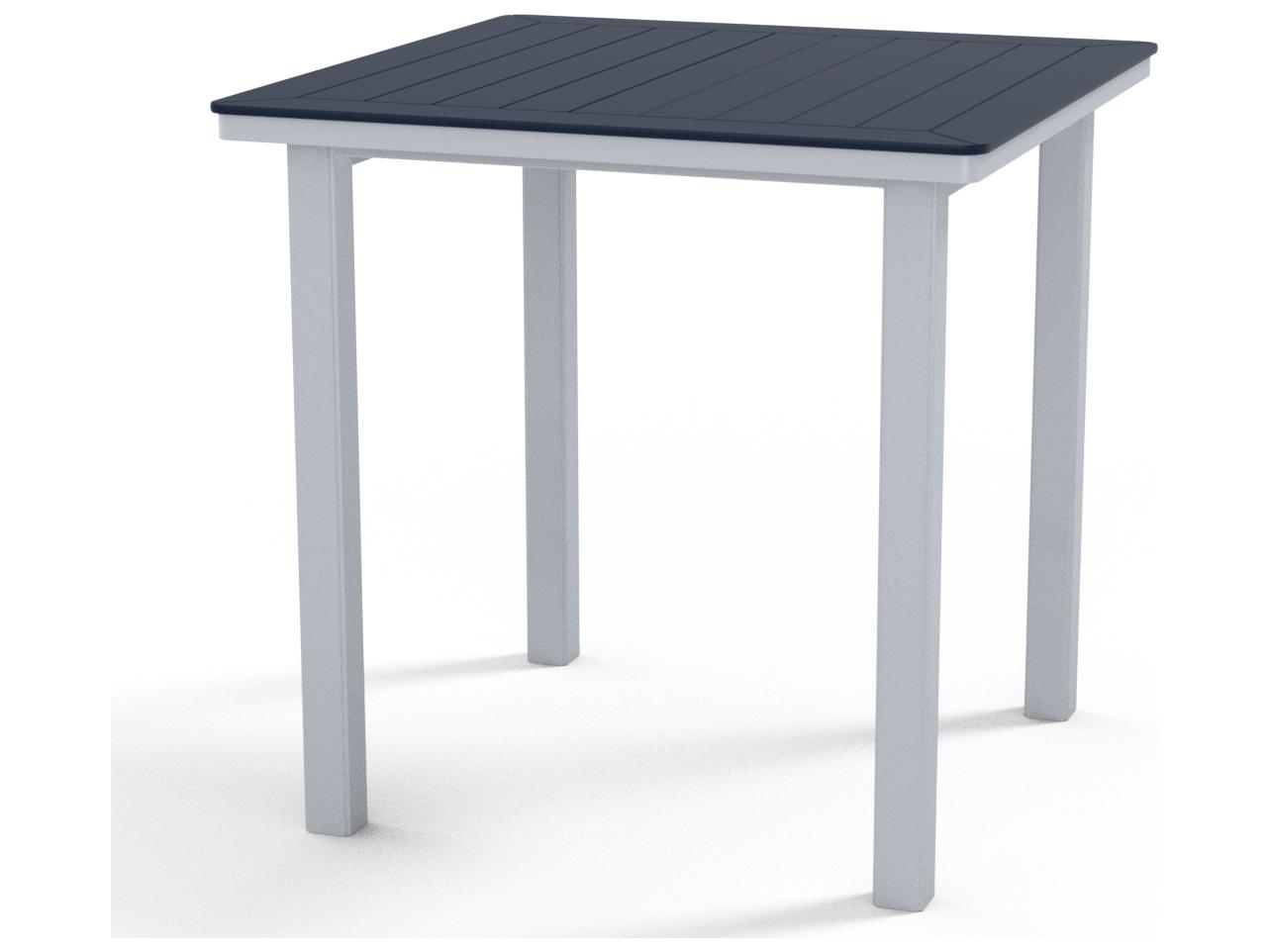 Telescope Casual Marine Grade Polymer Square Outdoor Bar Height Table with Umbrella Hole