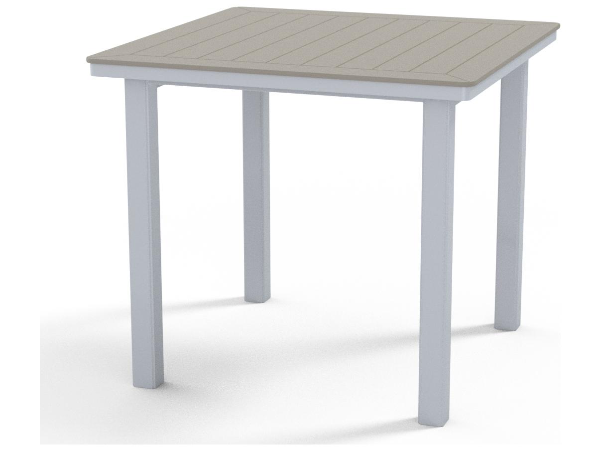 Telescope Casual Marine Grade Polymer Square Outdoor Counter Height Table with Umbrella Hole