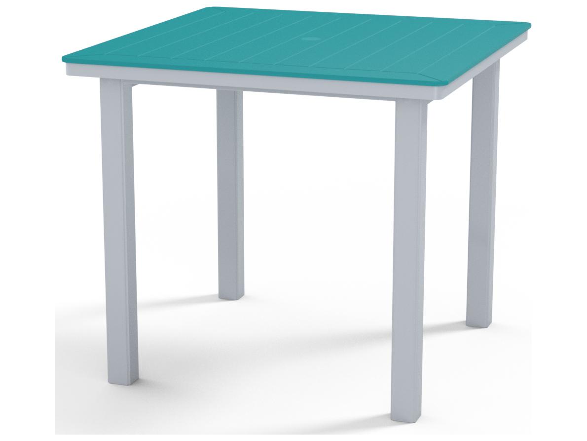 Telescope Casual Marine Grade Polymer Square Outdoor Counter Height Table with Umbrella Hole