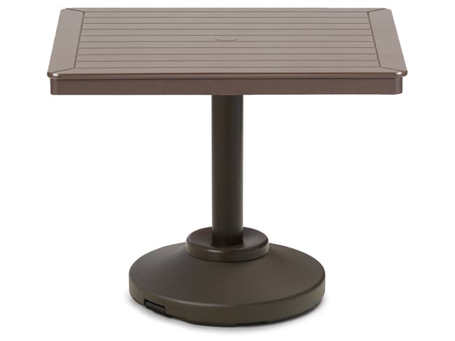 Telescope Casual Marine Grade Polymer Square Outdoor Dining Table with Umbrella Hole