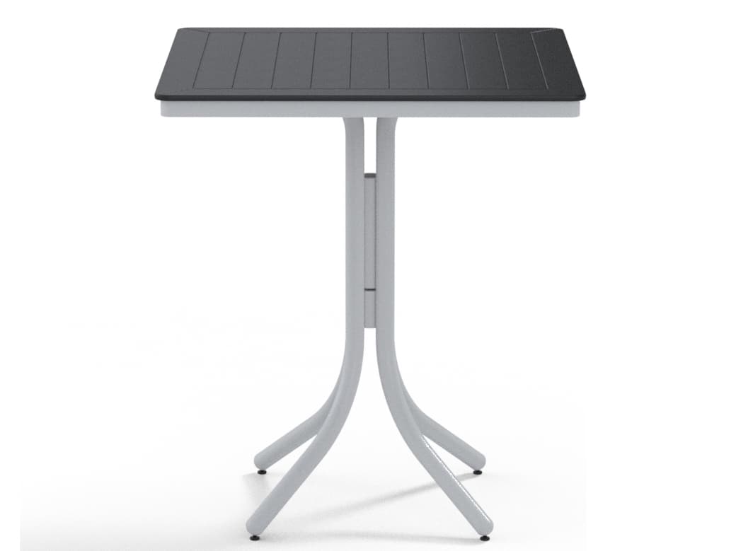 Telescope Casual Marine Grade Polymer Square Outdoor Patio Bar Height Table with Umbrella Hole