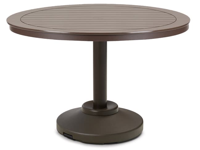 Telescope Casual Marine Grade Polymer Round Outdoor Dining Table with Umbrella Hole