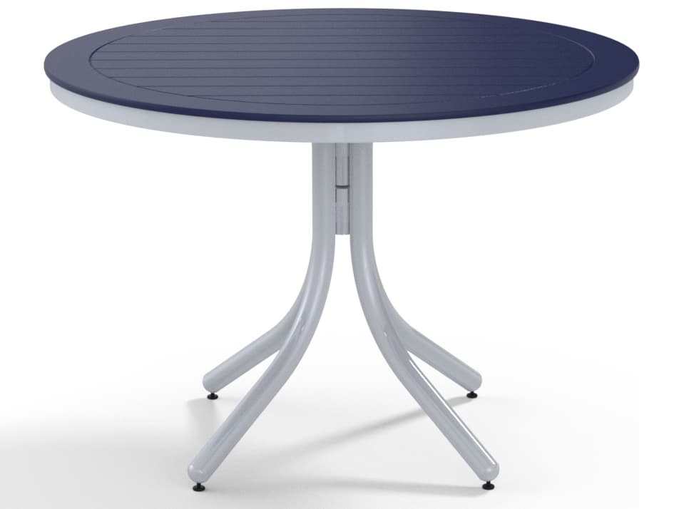 Telescope Casual Marine Grade Polymer Round Outdoor Patio Dining Table with Umbrella Hole