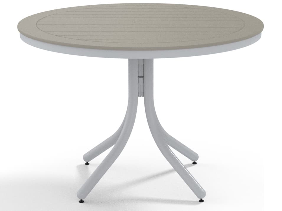 Telescope Casual Marine Grade Polymer Round Outdoor Patio Dining Table with Umbrella Hole