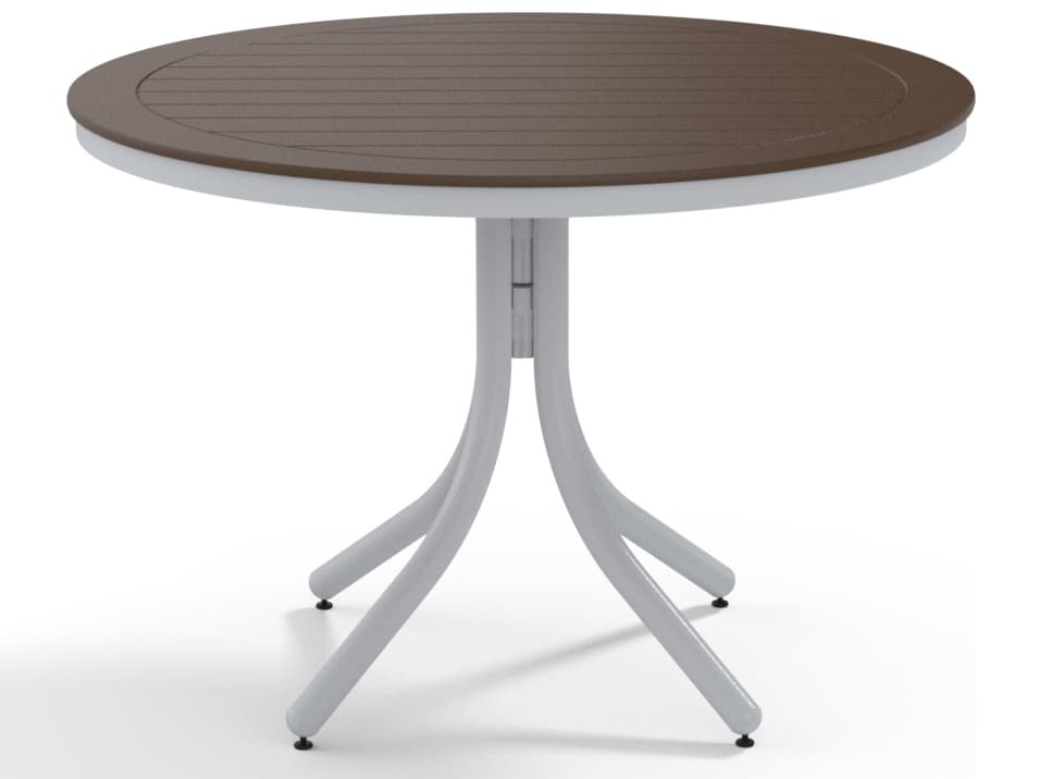 Telescope Casual Marine Grade Polymer Round Outdoor Patio Dining Table with Umbrella Hole