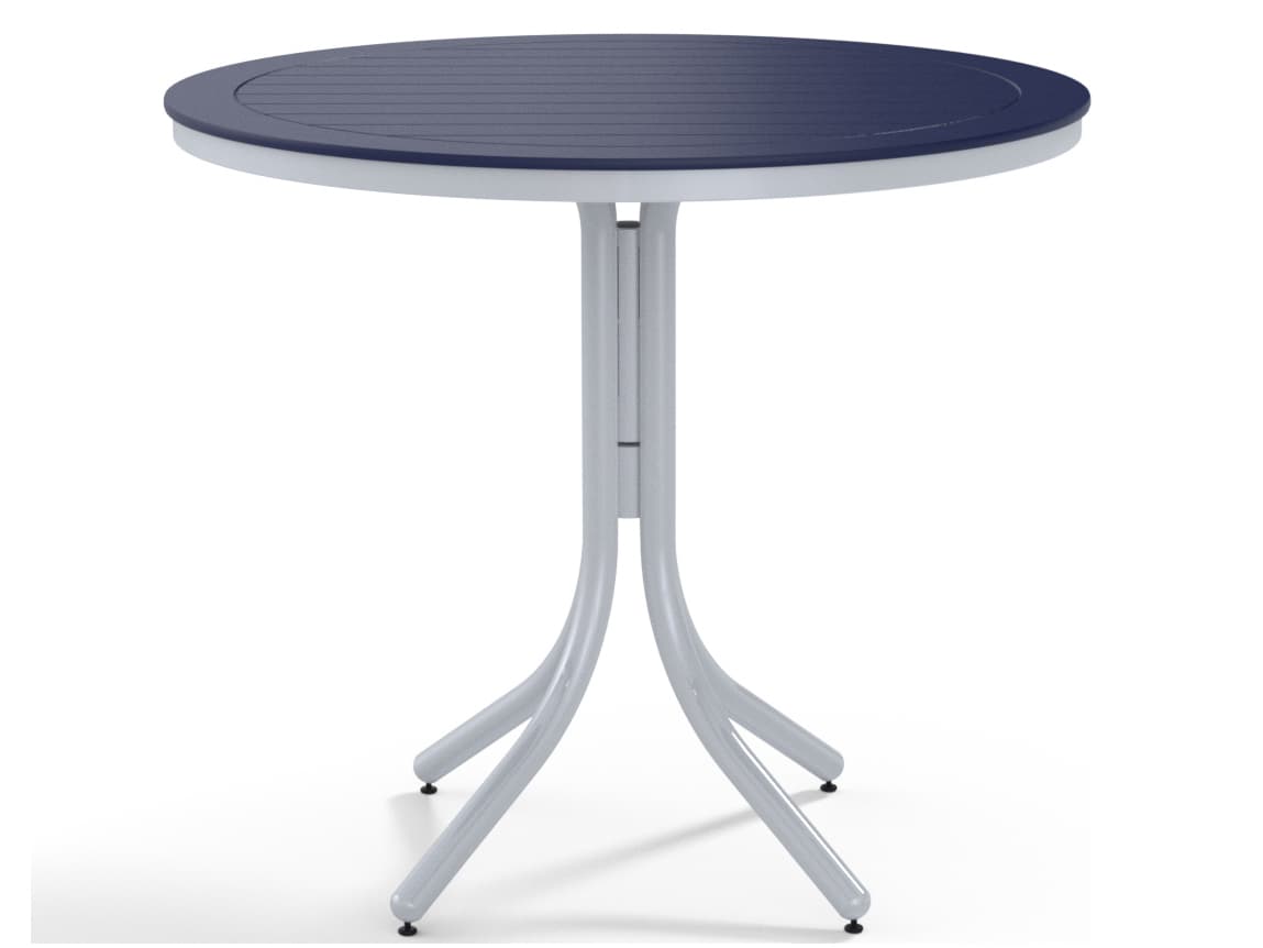 Telescope Casual Marine Grade Polymer Round Patio Counter Height Table with Umbrella Hole