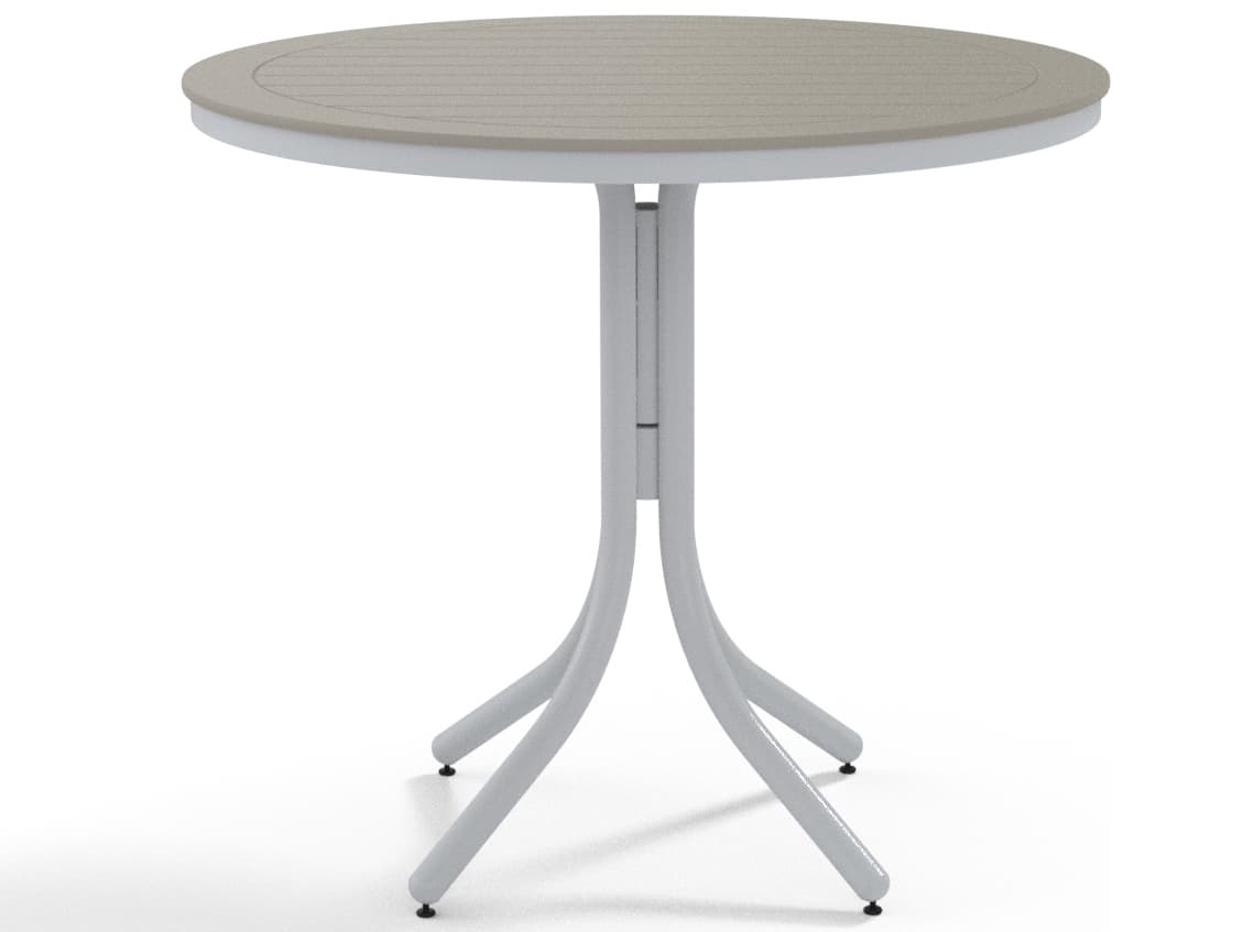 Telescope Casual Marine Grade Polymer Round Patio Counter Height Table with Umbrella Hole