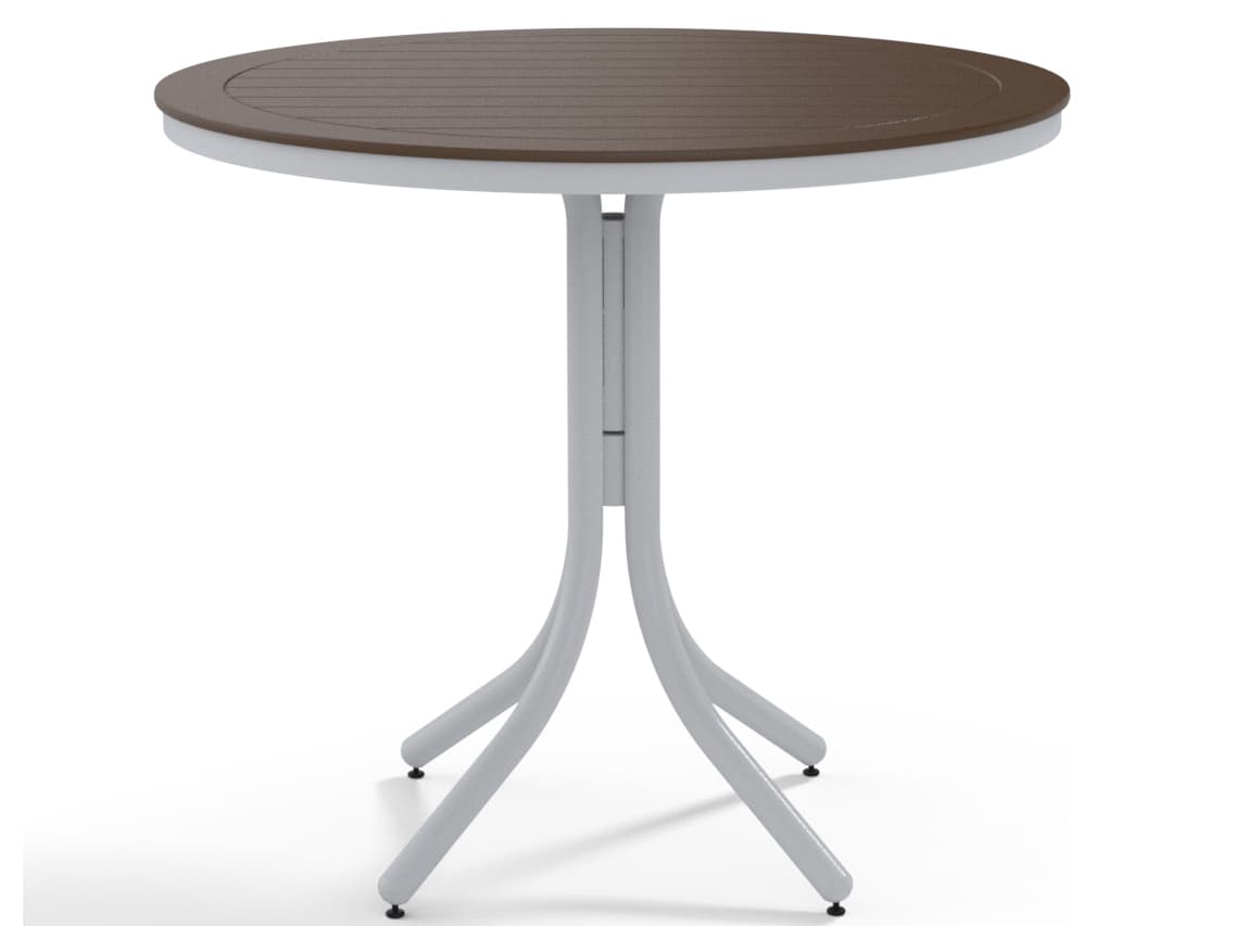 Telescope Casual Marine Grade Polymer Round Patio Counter Height Table with Umbrella Hole