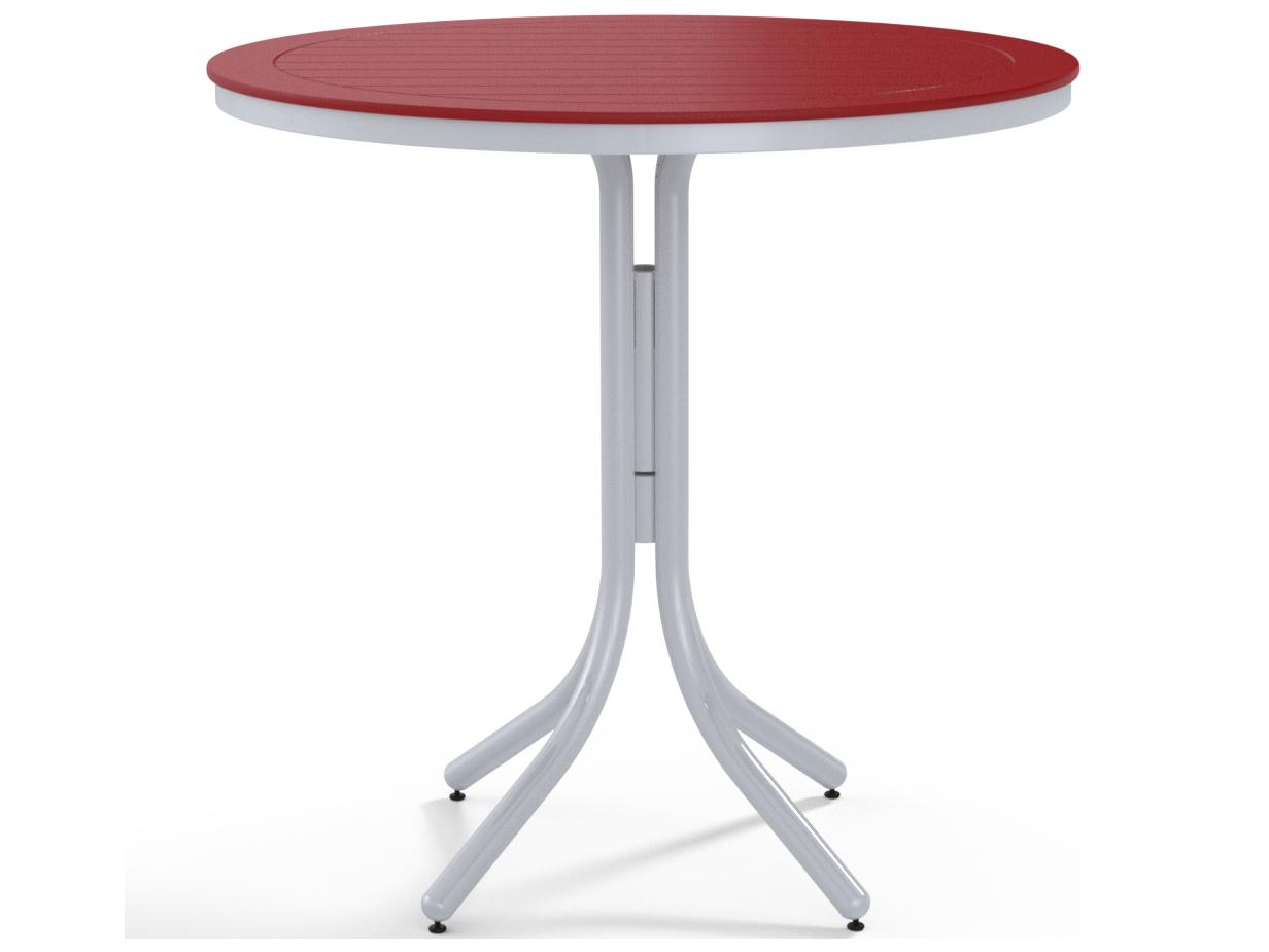 Telescope Casual Marine Grade Polymer Round Patio Bar Height Table with Umbrella Hole