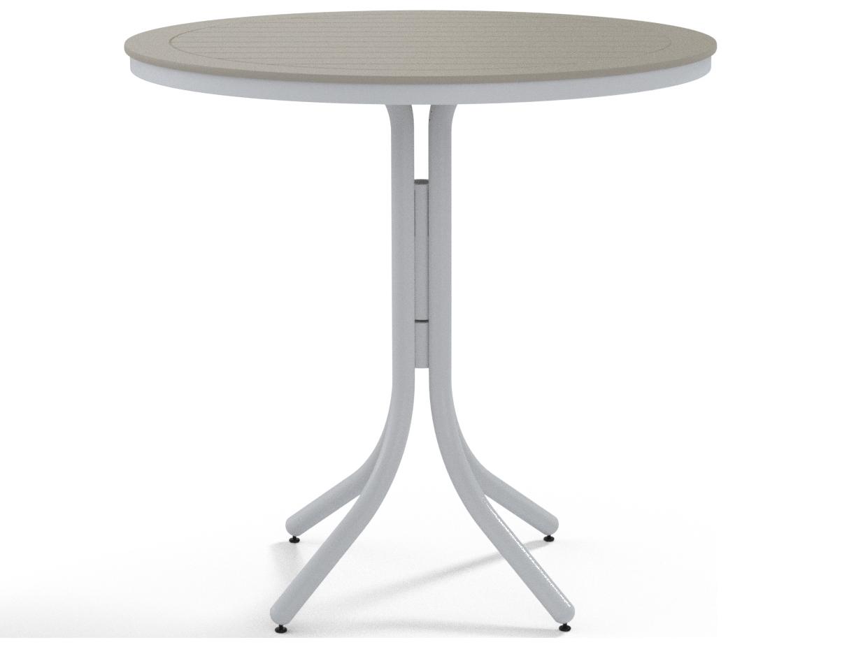 Telescope Casual Marine Grade Polymer Round Patio Bar Height Table with Umbrella Hole