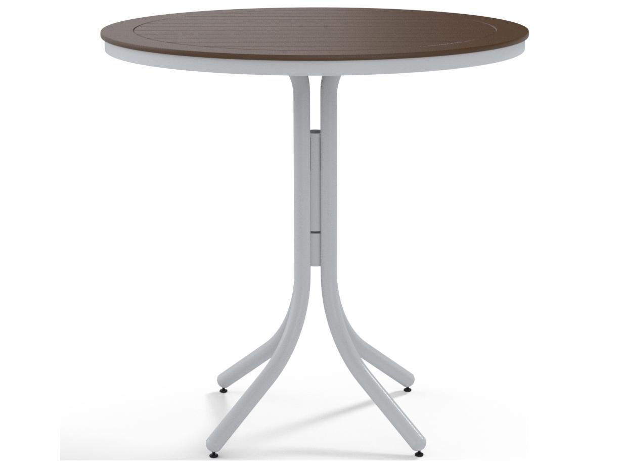 Telescope Casual Marine Grade Polymer Round Patio Bar Height Table with Umbrella Hole