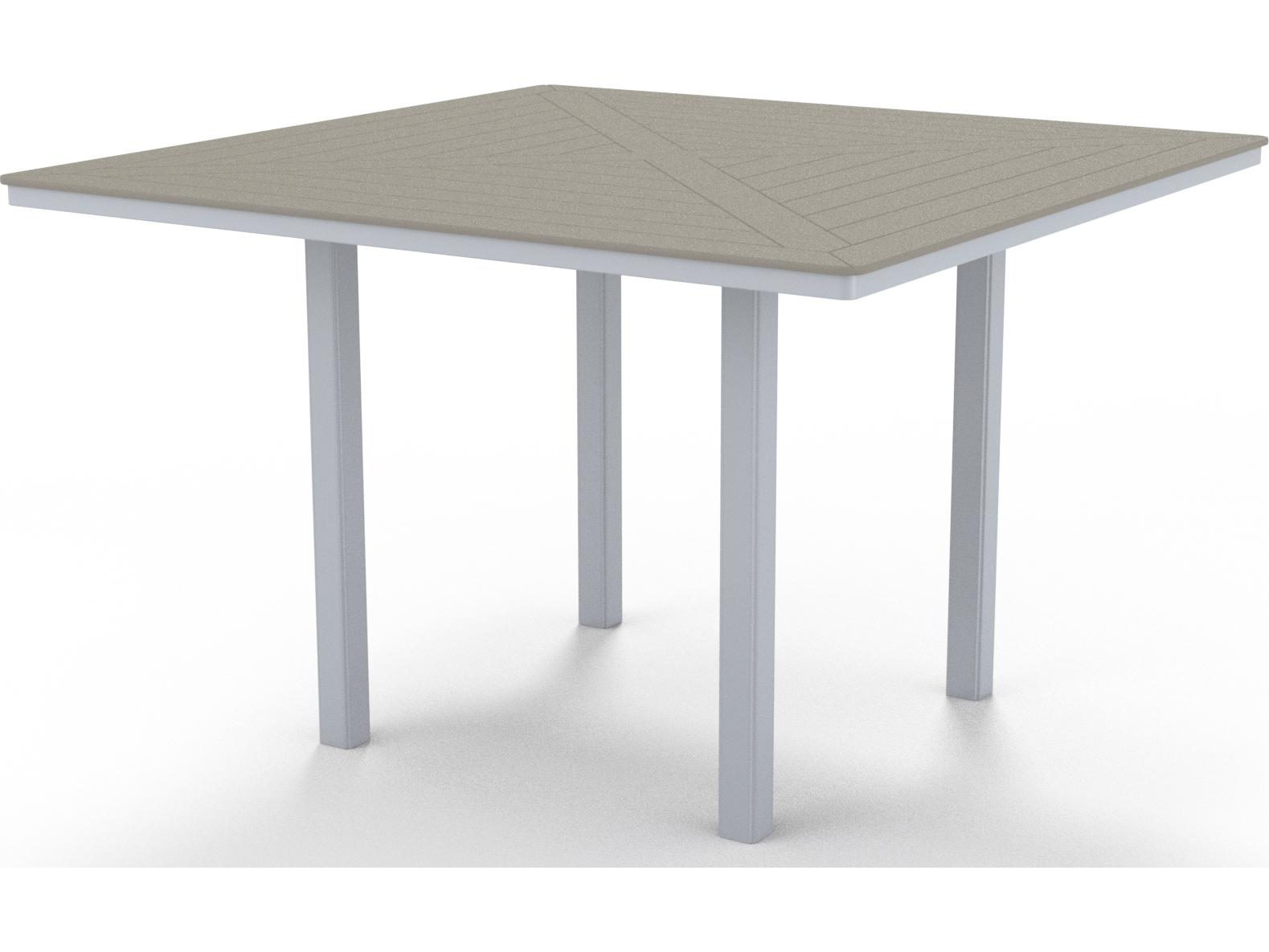 Telescope Casual Marine Grade Polymer Square Outdoor Patio Bar Height Table with Umbrella Hole