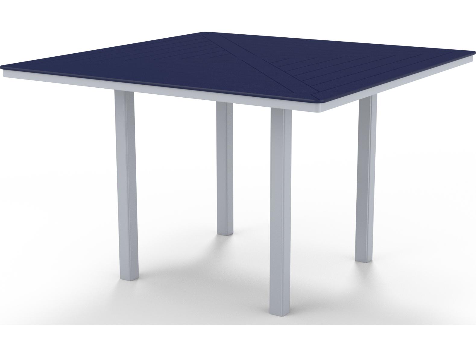 Telescope Casual Marine Grade Polymer Square Outdoor Patio Bar Height Table with Umbrella Hole