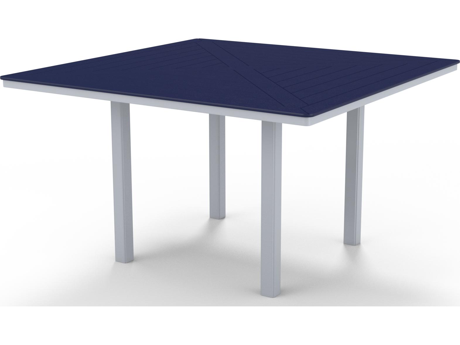 Telescope Casual Marine Grade Polymer Square Outdoor Patio Counter Height Table with Umbrella Hole