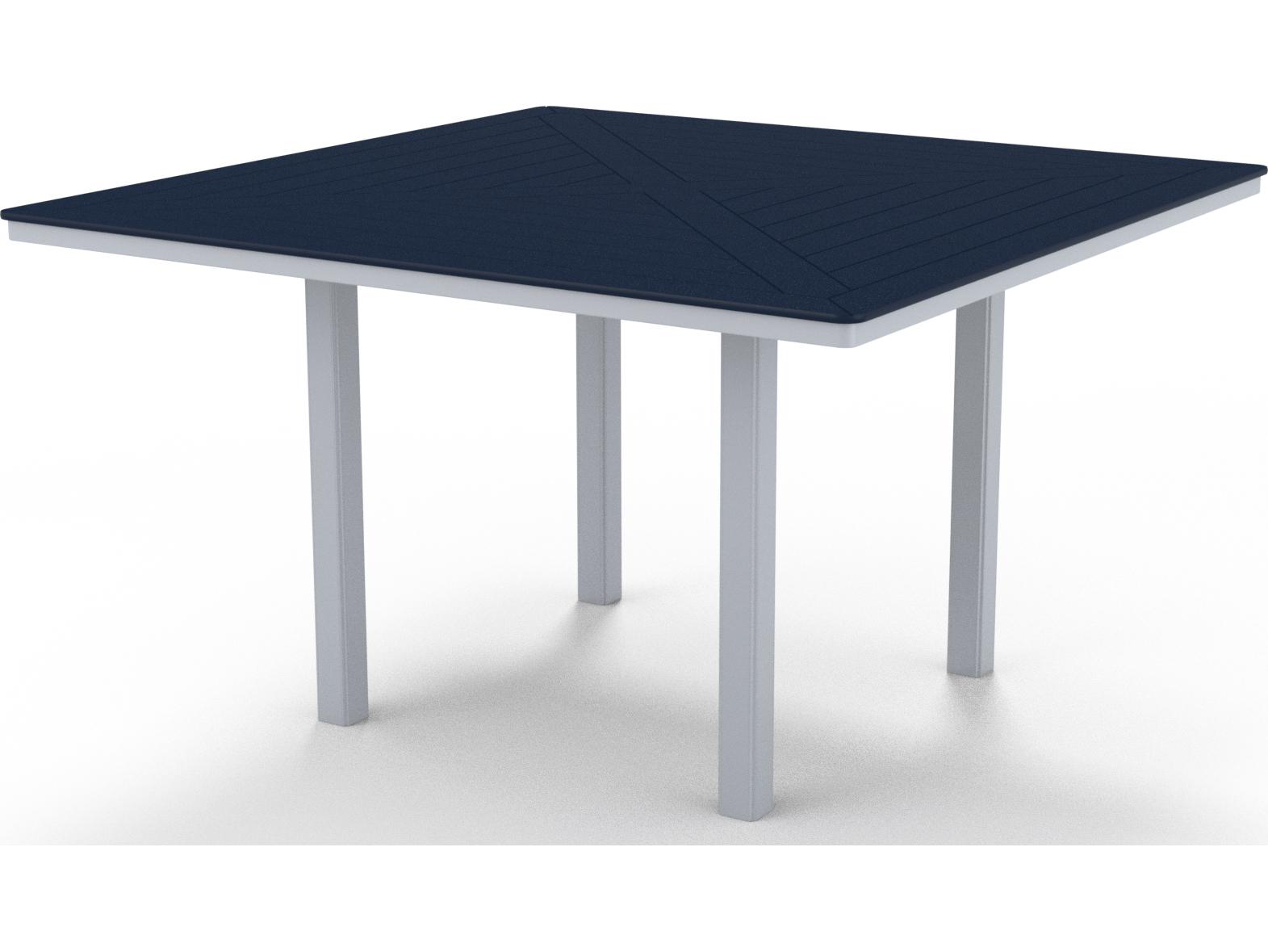 Telescope Casual Marine Grade Polymer Square Outdoor Patio Counter Height Table with Umbrella Hole