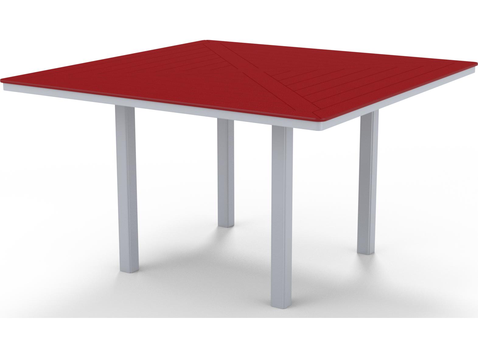 Telescope Casual Marine Grade Polymer Square Outdoor Patio Counter Height Table with Umbrella Hole