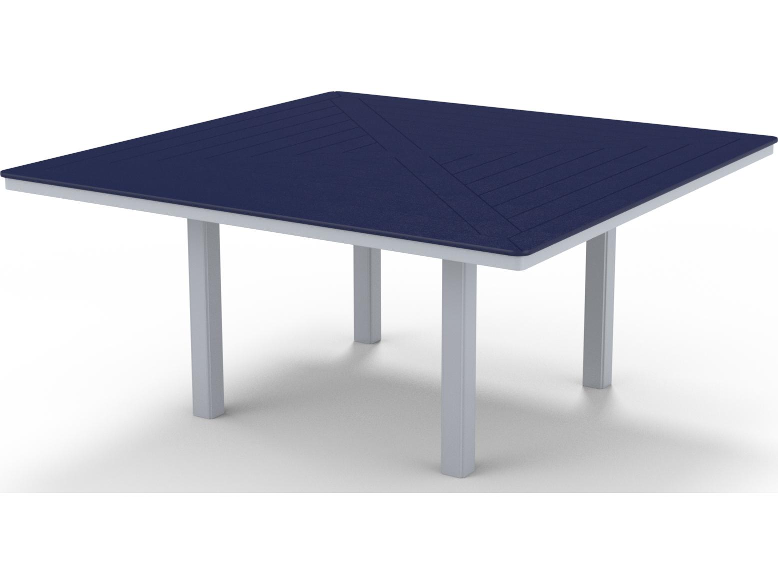 Telescope Casual Marine Grade Polymer Square Outdoor Dining Table with Umbrella Hole