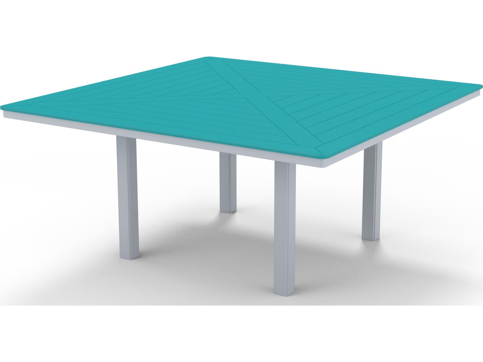 Telescope Casual Marine Grade Polymer Square Outdoor Dining Table with Umbrella Hole