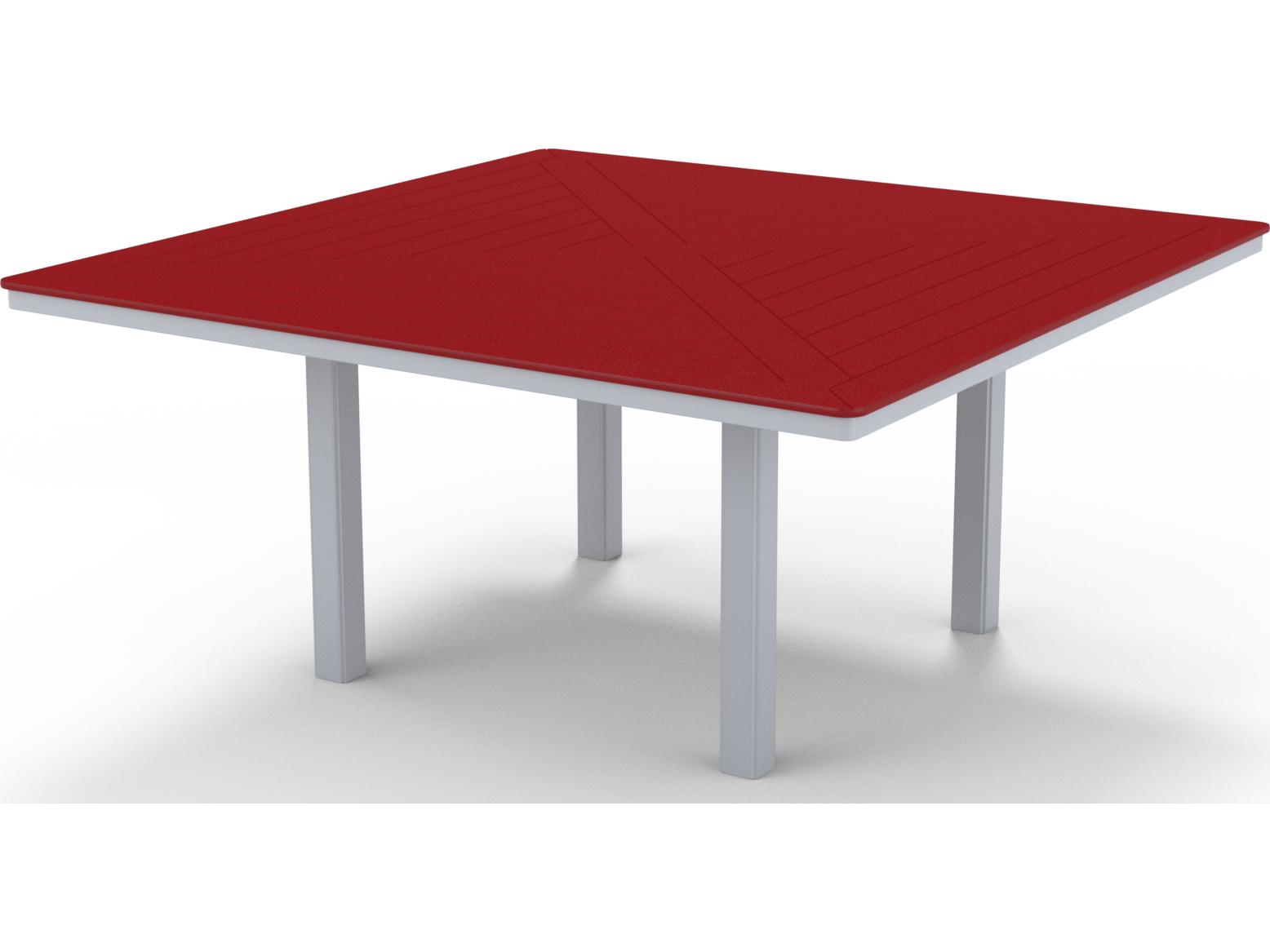 Telescope Casual Marine Grade Polymer Square Outdoor Dining Table with Umbrella Hole