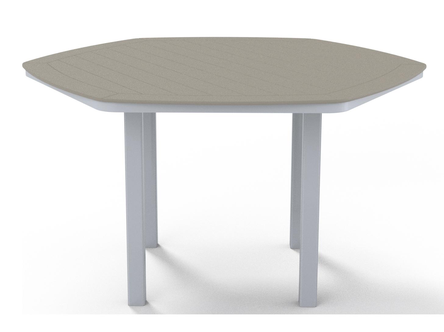 Telescope Casual Marine Grade Polymer Hexagon Patio Counter Height Table with Umbrella Hole