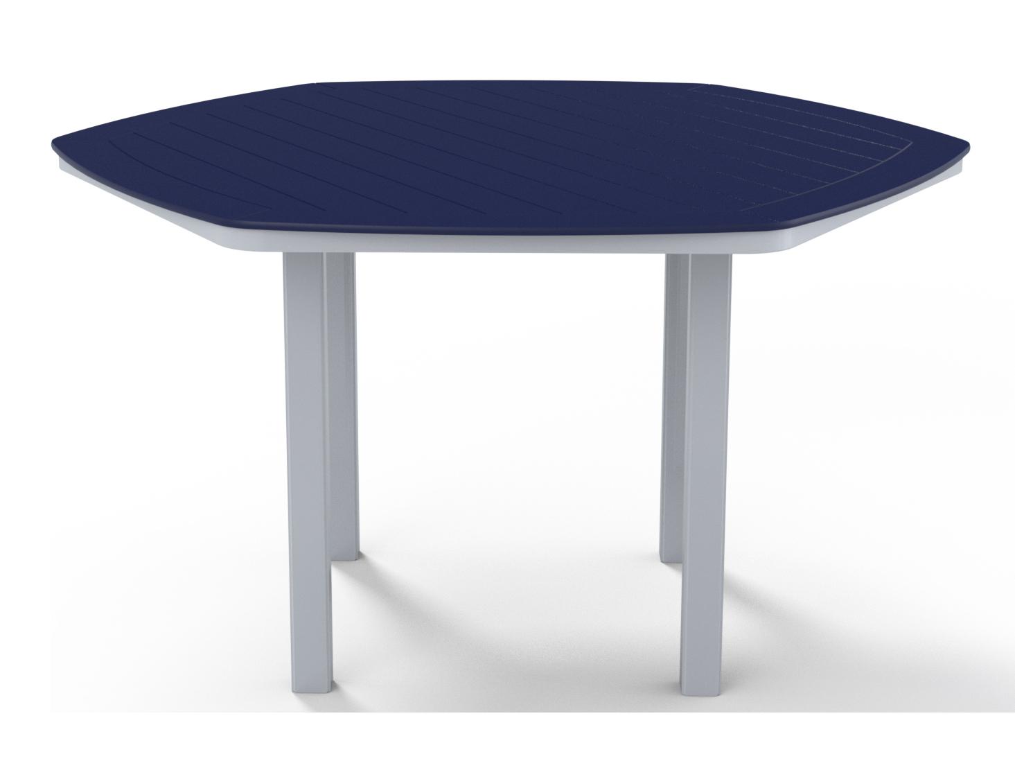 Telescope Casual Marine Grade Polymer Hexagon Patio Counter Height Table with Umbrella Hole